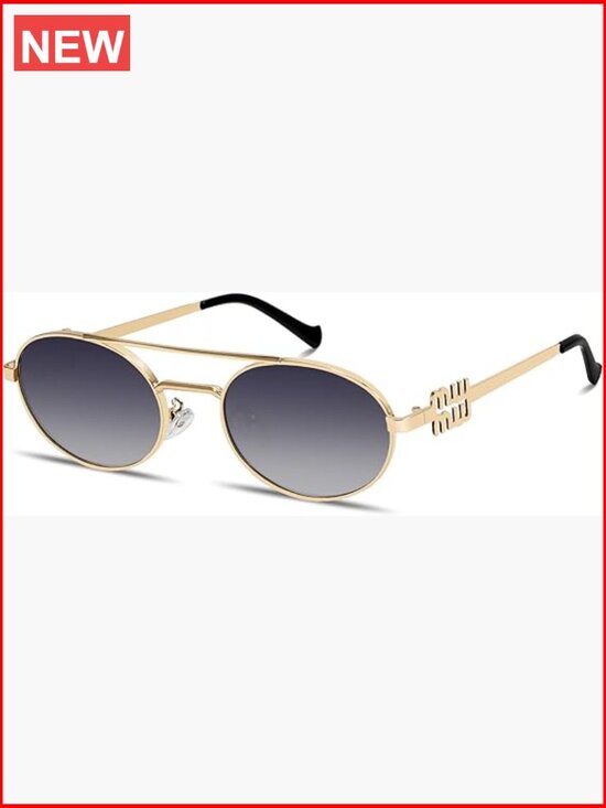 Retro Oval 90s Metal Sunglasses UV400 Protection Lightweight Vintage Sunnies main image 7